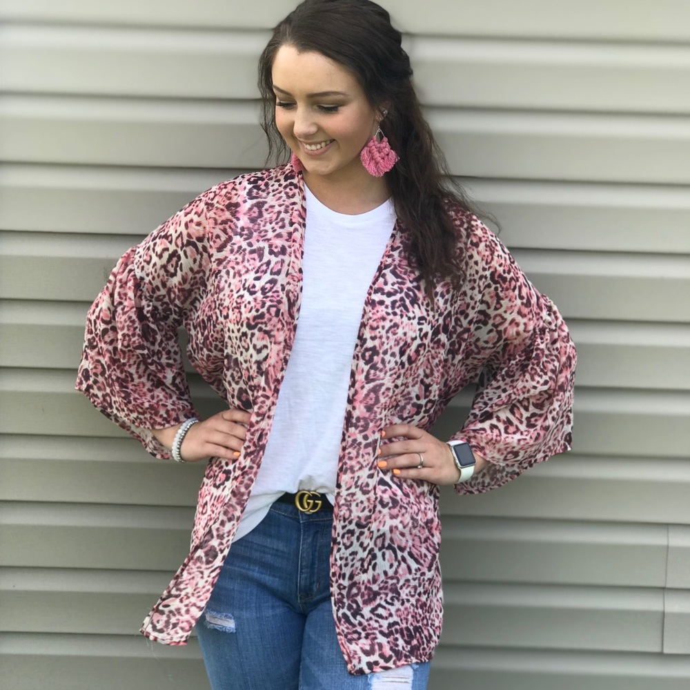 Pink Leopard Print Kimono🌸💕
